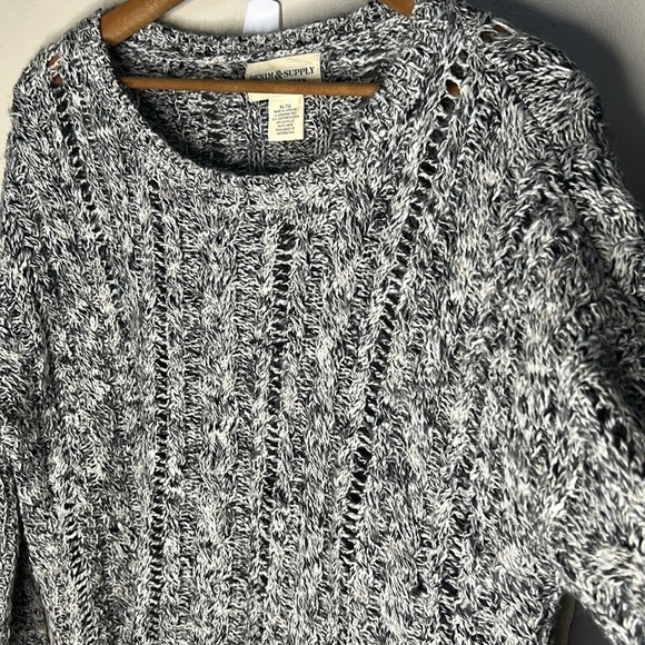 DENIM & SUPPLY RALPH LAUREN Gray and White Marled Open Knit Sweater Size XL - Picture 6 of 15